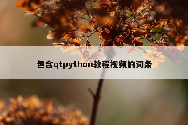 包含qtpython教程视频的词条