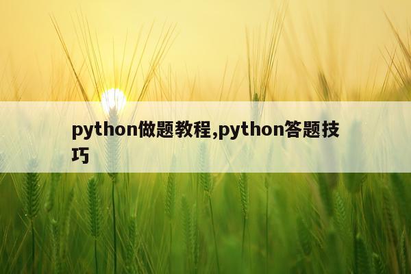 python做题教程,python答题技巧