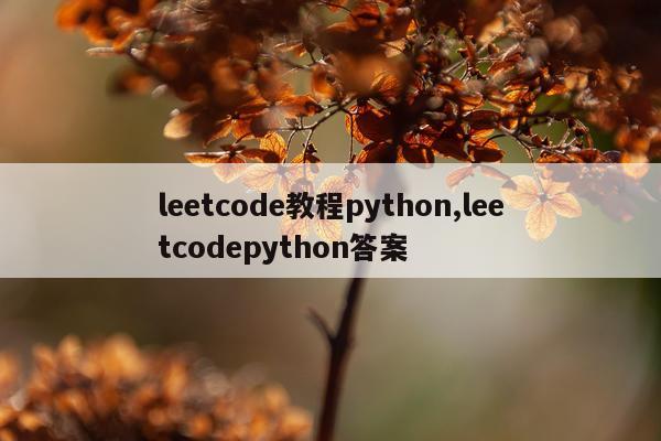 leetcode教程python,leetcodepython答案
