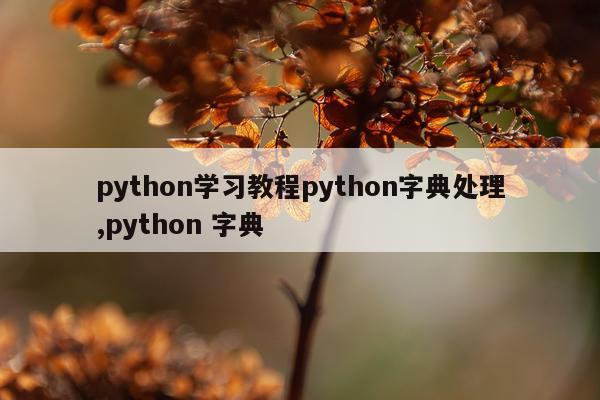 python学习教程python字典处理,python 字典