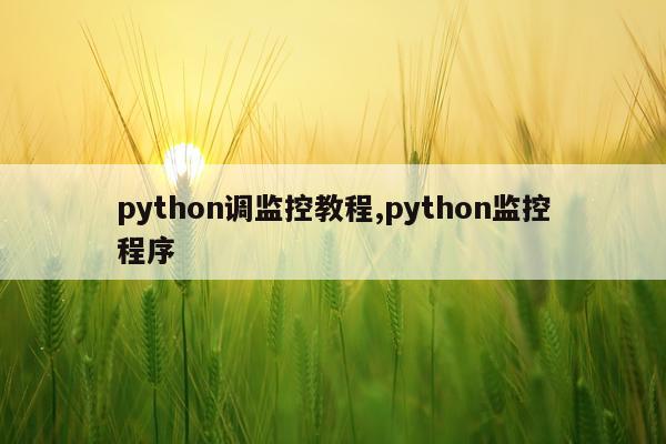 python调监控教程,python监控程序