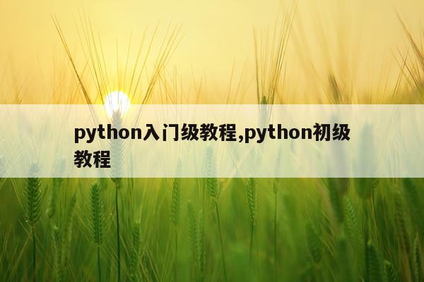 python入门级教程,python初级教程