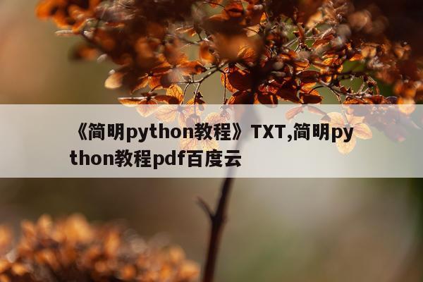 《简明python教程》TXT,简明python教程pdf百度云