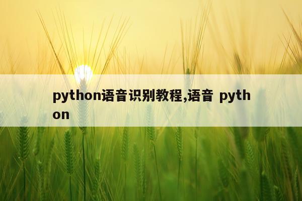 python语音识别教程,语音 python