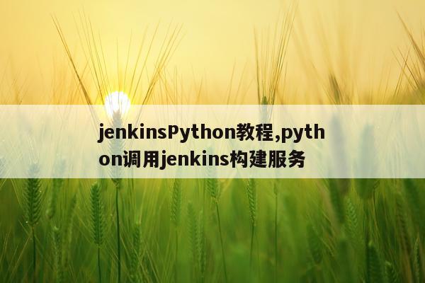 jenkinsPython教程,python调用jenkins构建服务