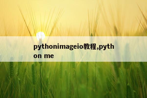 pythonimageio教程,python me