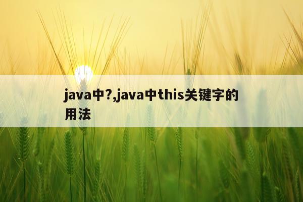 java中?,java中this关键字的用法
