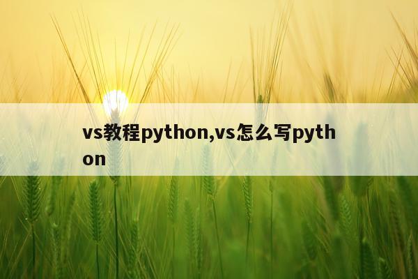 vs教程python,vs怎么写python