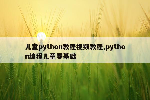 儿童python教程视频教程,python编程儿童零基础