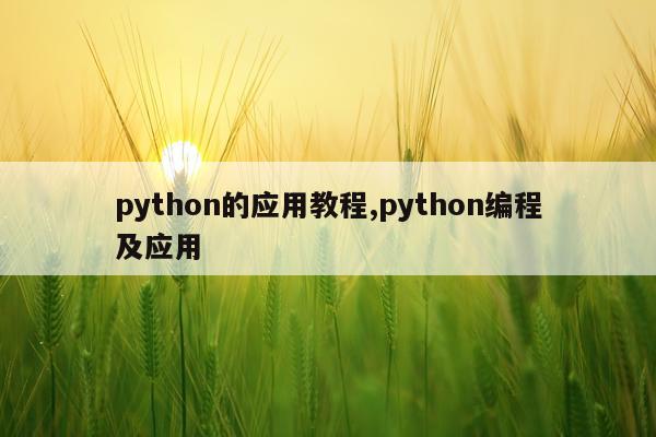 python的应用教程,python编程及应用