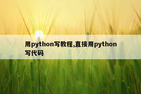 用python写教程,直接用python写代码