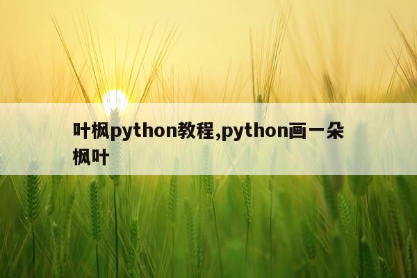 叶枫python教程,python画一朵枫叶