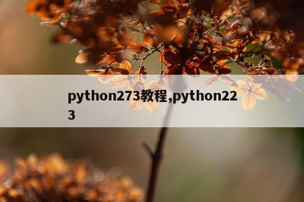 python273教程,python223