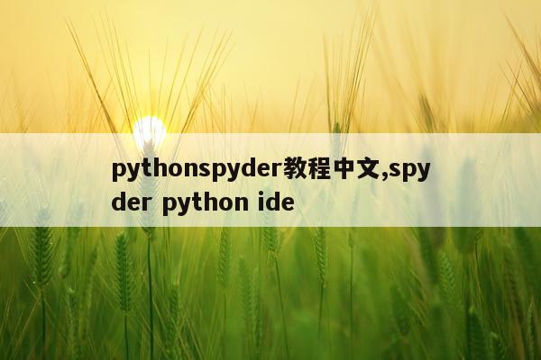 pythonspyder教程中文,spyder python ide