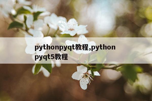 pythonpyqt教程,python pyqt5教程