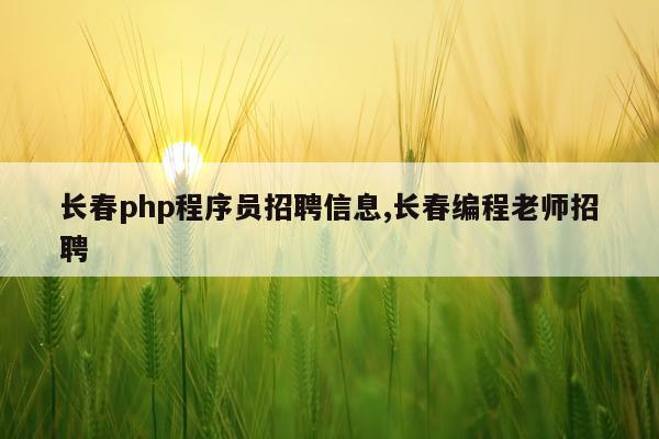 长春php程序员招聘信息,长春编程老师招聘