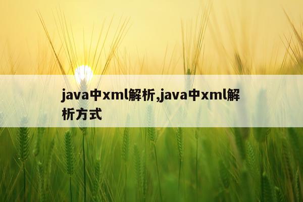 java中xml解析,java中xml解析方式