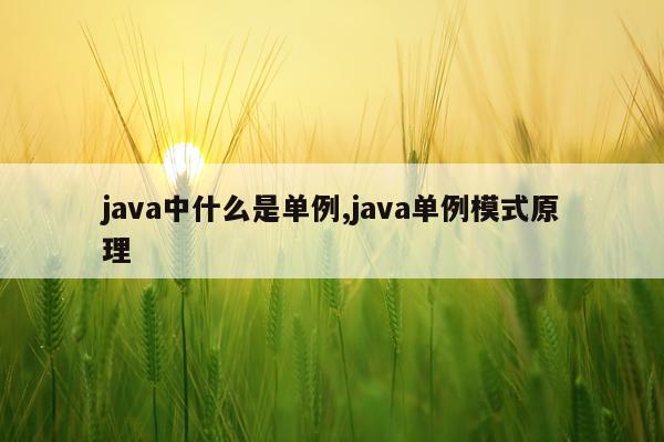 java中什么是单例,java单例模式原理