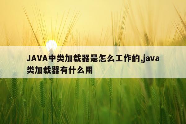 JAVA中类加载器是怎么工作的,java类加载器有什么用