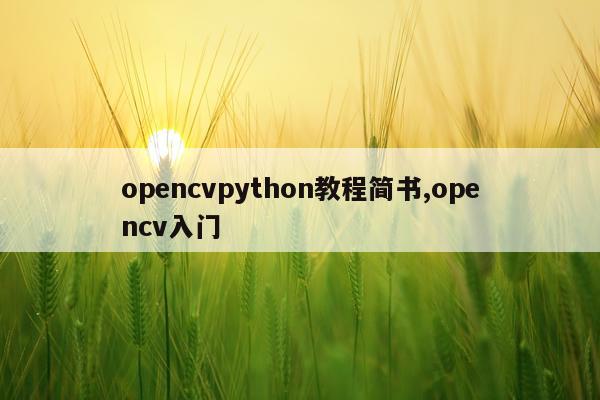 opencvpython教程简书,opencv入门