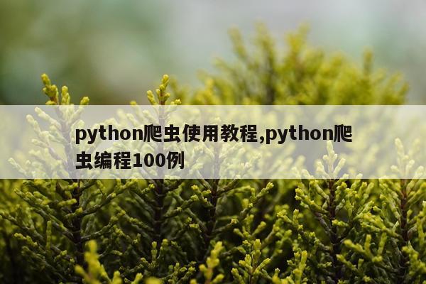 python爬虫使用教程,python爬虫编程100例