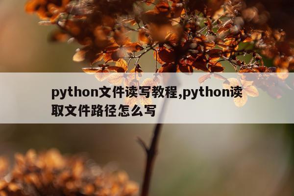 python文件读写教程,python读取文件路径怎么写