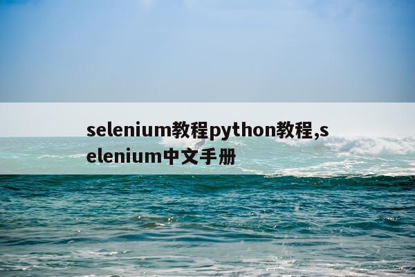 selenium教程python教程,selenium中文手册