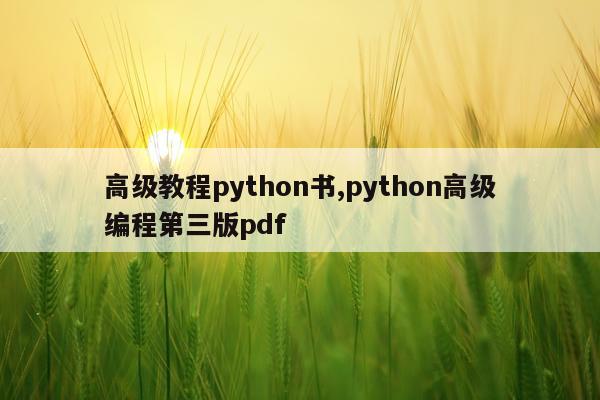 高级教程python书,python高级编程第三版pdf