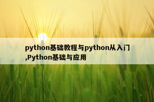 python基础教程与python从入门,Python基础与应用