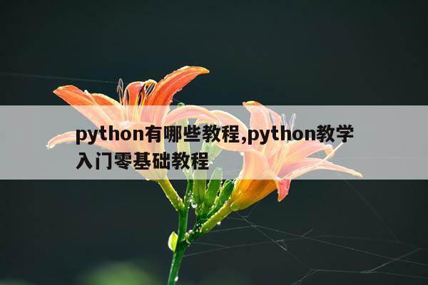 python有哪些教程,python教学入门零基础教程