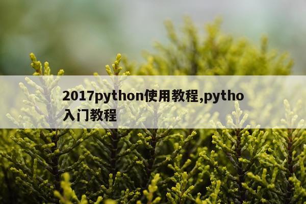 2017python使用教程,pytho入门教程