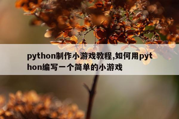 python制作小游戏教程,如何用python编写一个简单的小游戏