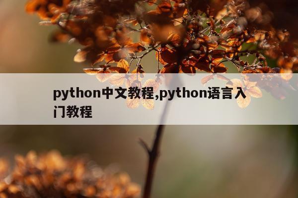 python中文教程,python语言入门教程