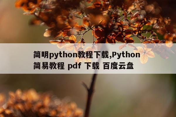 简明python教程下载,Python 简易教程 pdf 下载 百度云盘