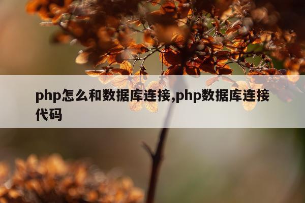 php怎么和数据库连接,php数据库连接代码