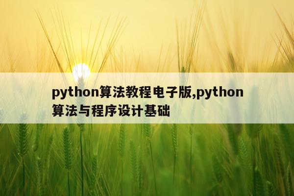 python算法教程电子版,python算法与程序设计基础