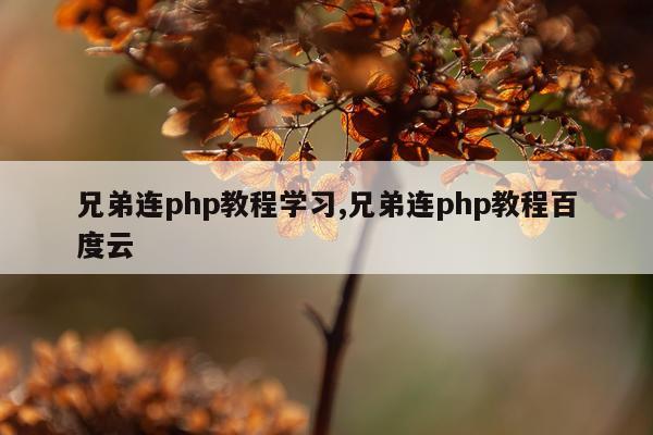 兄弟连php教程学习,兄弟连php教程百度云