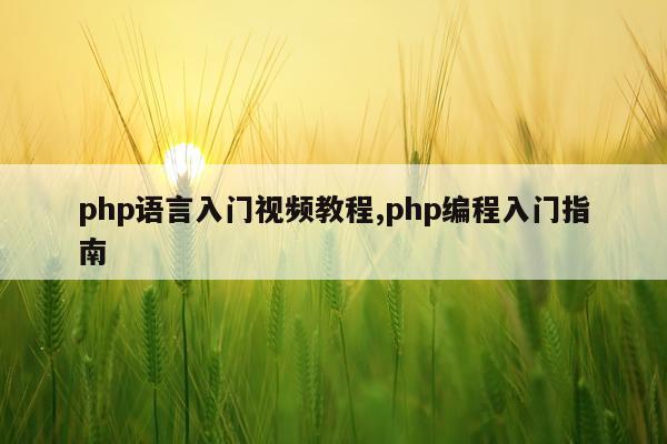 php语言入门视频教程,php编程入门指南