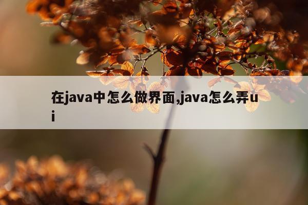 在java中怎么做界面,java怎么弄ui