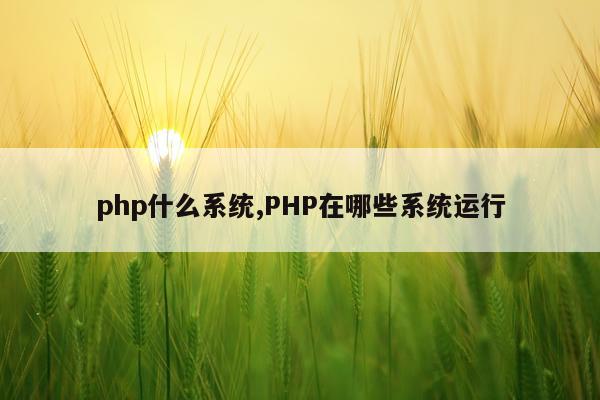 php什么系统,PHP在哪些系统运行