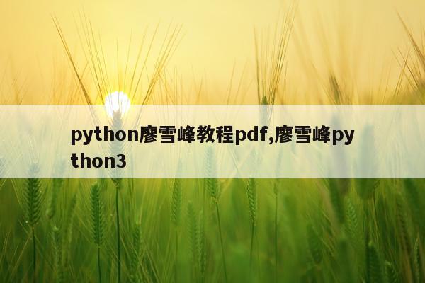 python廖雪峰教程pdf,廖雪峰python3
