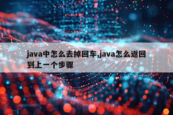 java中怎么去掉回车,java怎么返回到上一个步骤