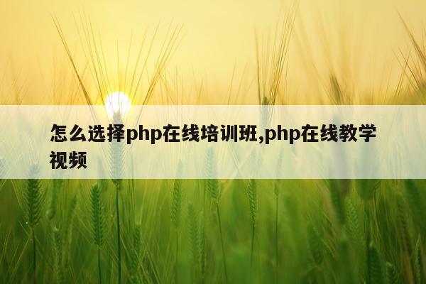 怎么选择php在线培训班,php在线教学视频
