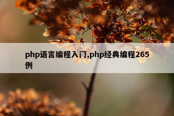 php语言编程入门,php经典编程265例