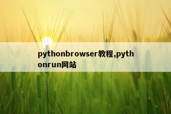 pythonbrowser教程,pythonrun网站
