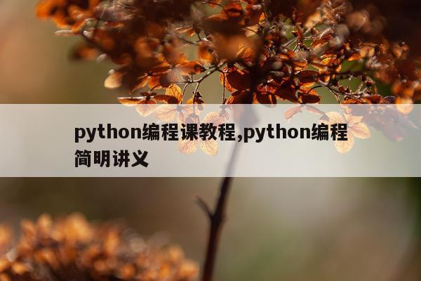 python编程课教程,python编程简明讲义