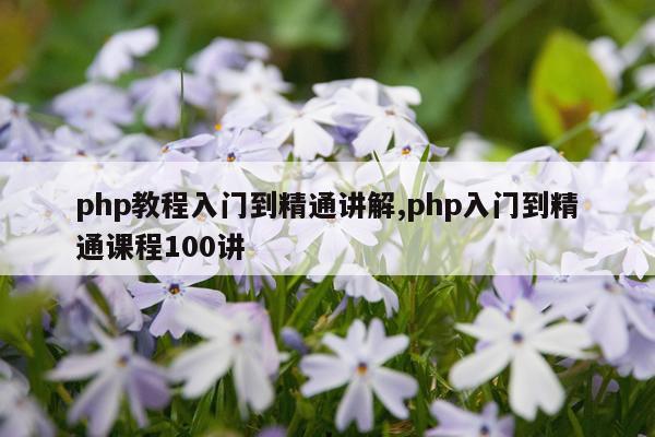 php教程入门到精通讲解,php入门到精通课程100讲