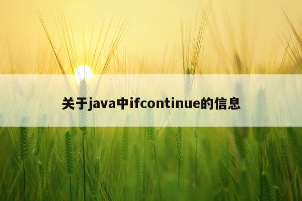 关于java中ifcontinue的信息