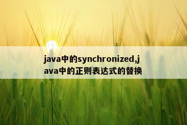 java中的synchronized,java中的正则表达式的替换