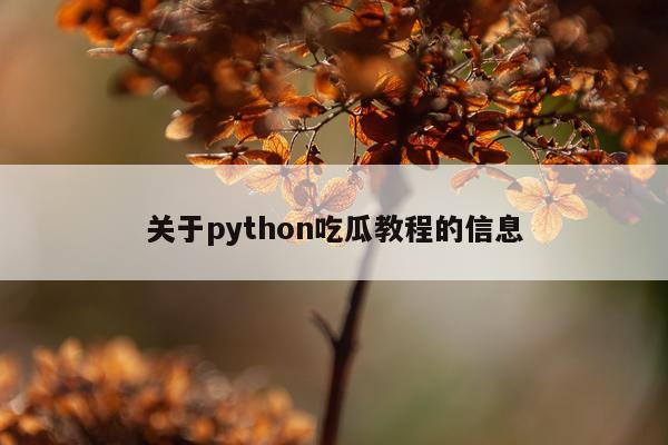 关于python吃瓜教程的信息